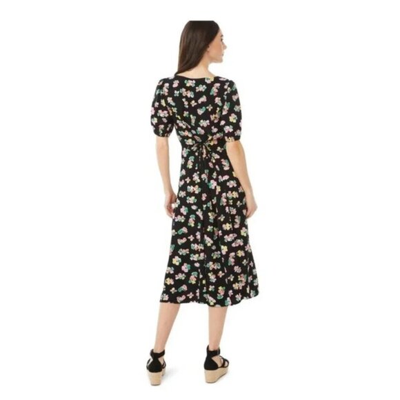 NWT Scoop Black Floral Button Front Midi Dress Size M - Picture 2 of 16
